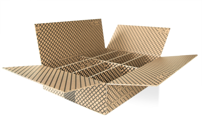 ESD Karton 37 x 28,5 x 10 cm mit Wellpappgefache